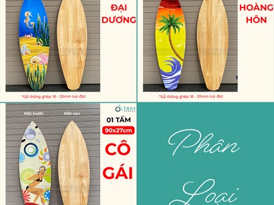 Ván lướt sóng decor chủ đề Đại Dương - Hoàng Hôn cao 90cm [Gỗ dày - chuẩn đẹp] VLS-12